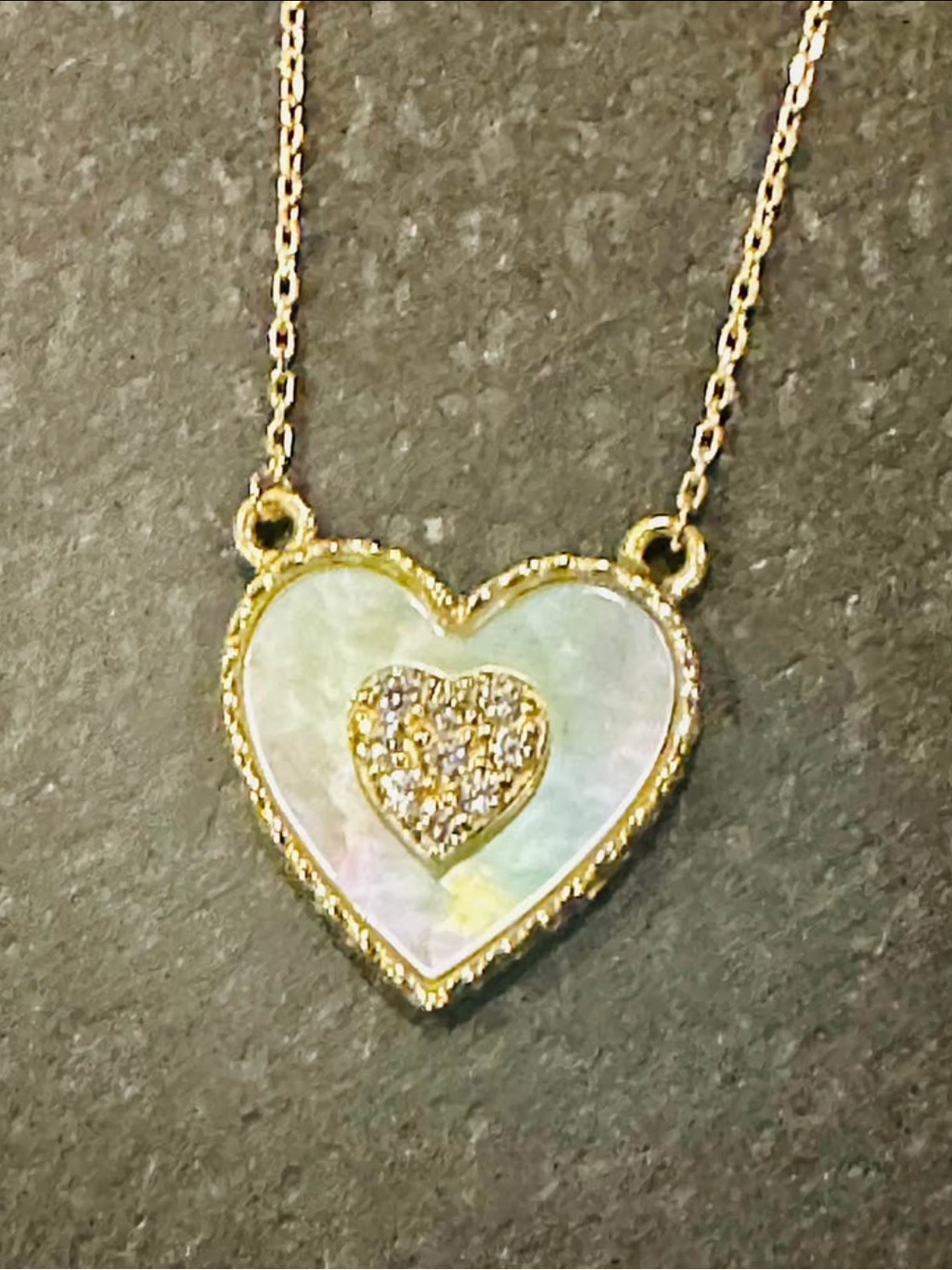 New 14k Solid Gold Diamond Necklace Solid 14k Gold Pearl Heart Cz Necklace Chain